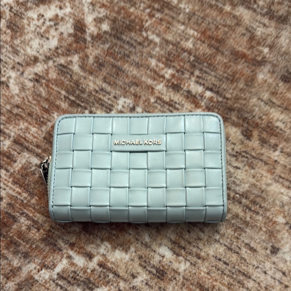 Michael Kors Blue Woven Leather Wallet